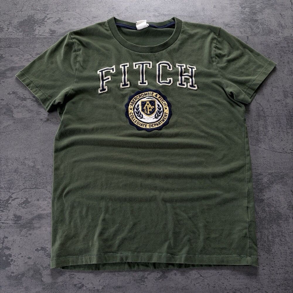 Abercrombie & Fitch T Shirt Mens M Green Graphic Short Sleeve Muscle Fit Y2K